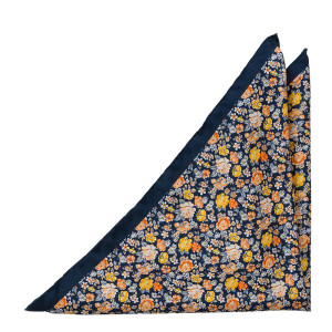 VIVIDIUM Navy/yellow pocket square