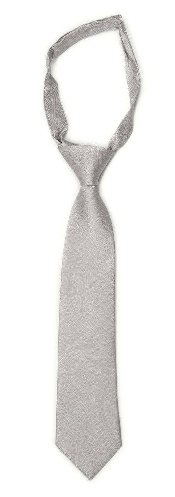 ORNATE Silver boy's tie small pre-tied