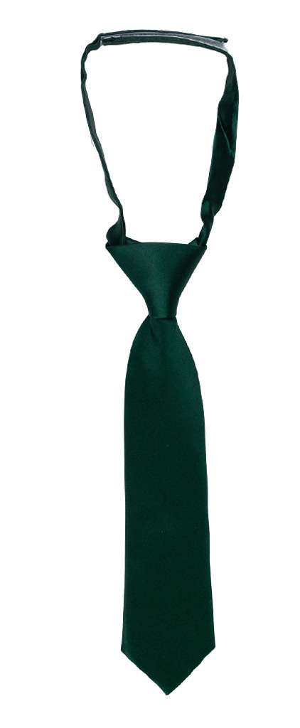 SATIN FOREST GREEN boy's tie small pre-tied
